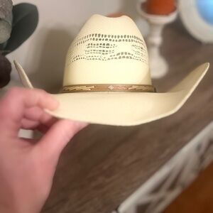 Justin Authentic Cream and Brown Cowboy Hat NWOT TAGS